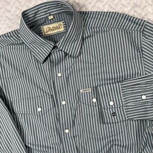 Rafter C Outdoors Performance Long Sleeve Pearl Snap Shirt Mens S Grey Stripe